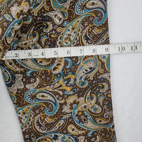 22W 24WBohemian Sequin V Neck Sheer Top Brown Paisley Print Flowy Long Sleeve - Picture 10 of 10